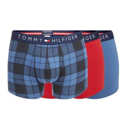 Tommy Hilfiger Pack of three blue and red hipster trunks